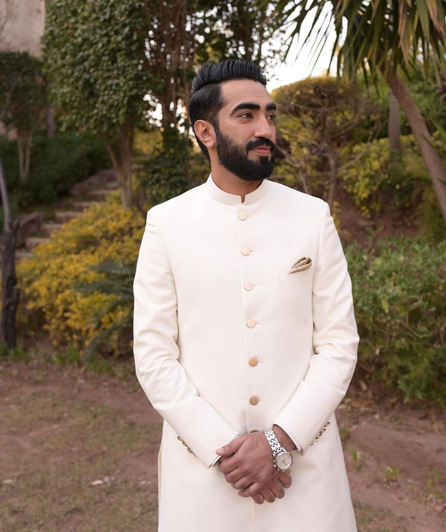 Platinum Cascade Sherwani