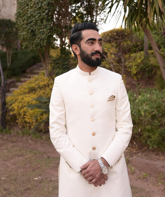 Platinum Cascade Sherwani
