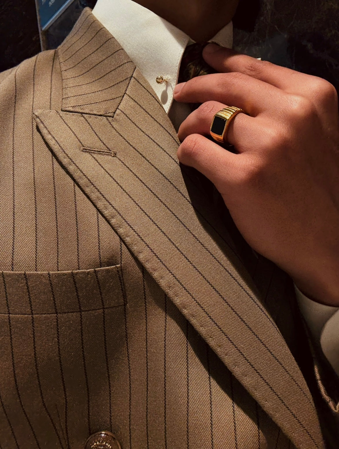 brown pinstripe bruno milano