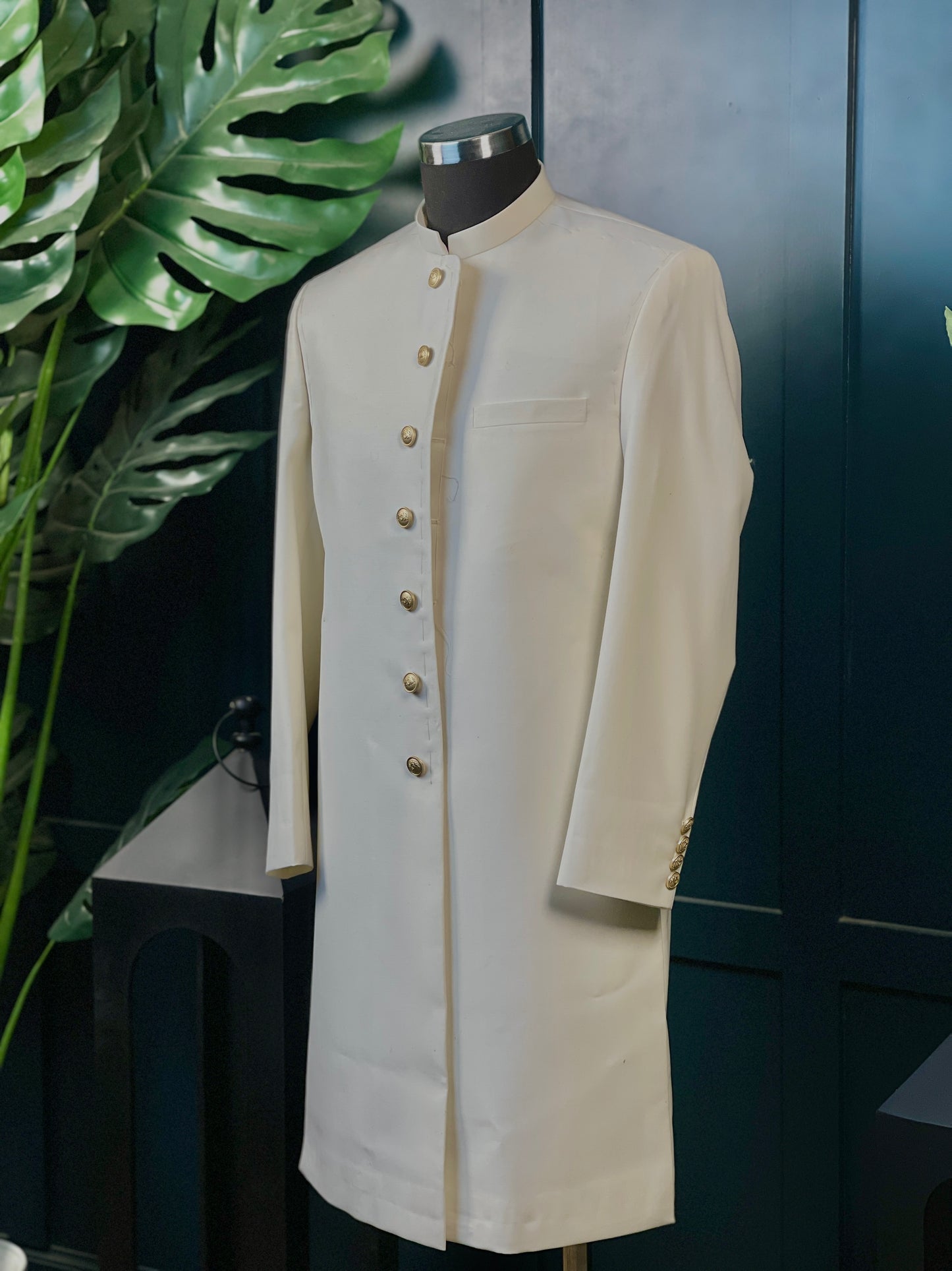 Sovereign Cut - Plain Off-white Sherwani