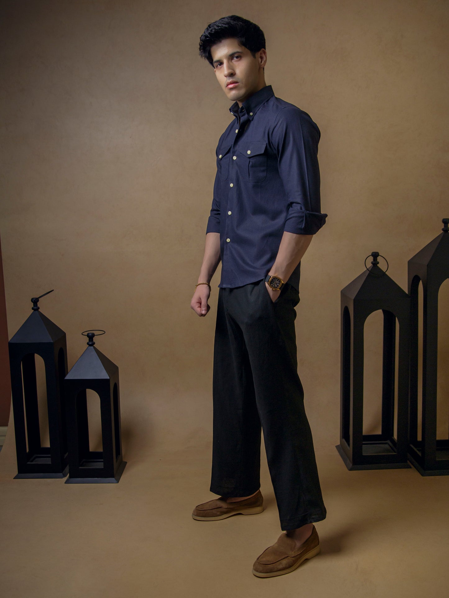 Dark Navy with Black