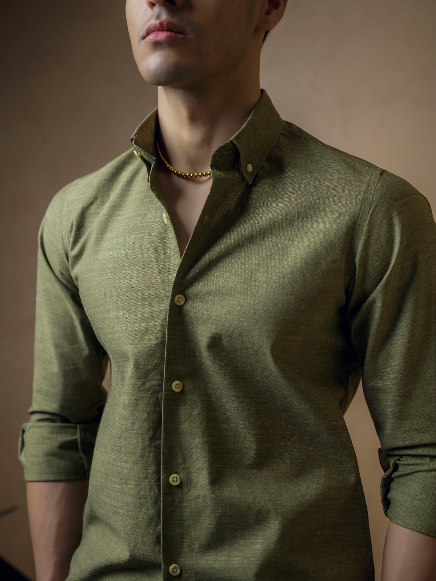 Dark Olive Green with Ivory