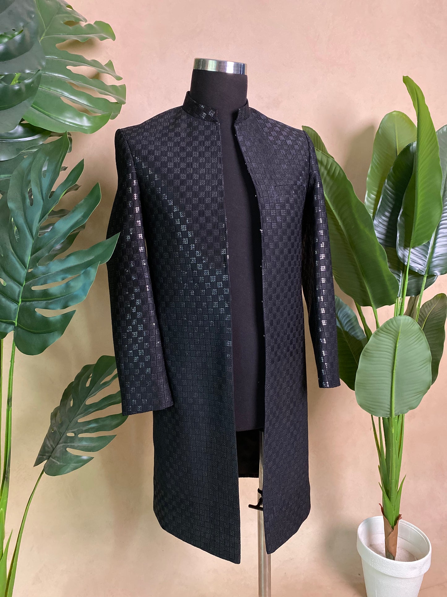 Black Crowned Sherwani