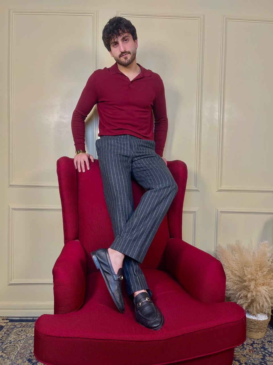 Grey Pinstripes Pant