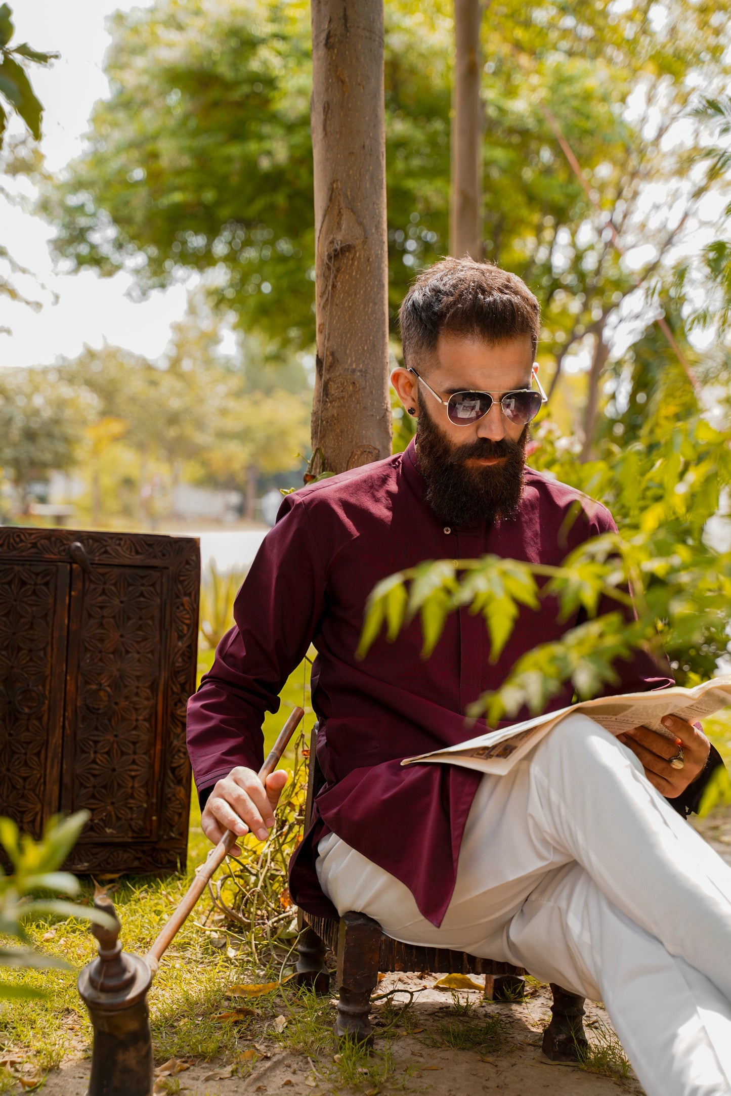 Coral kurta-trouser set