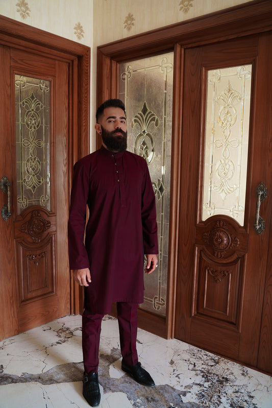 Maroon Kurta Trouser for Men, Monarchy Eid Special "Coral"