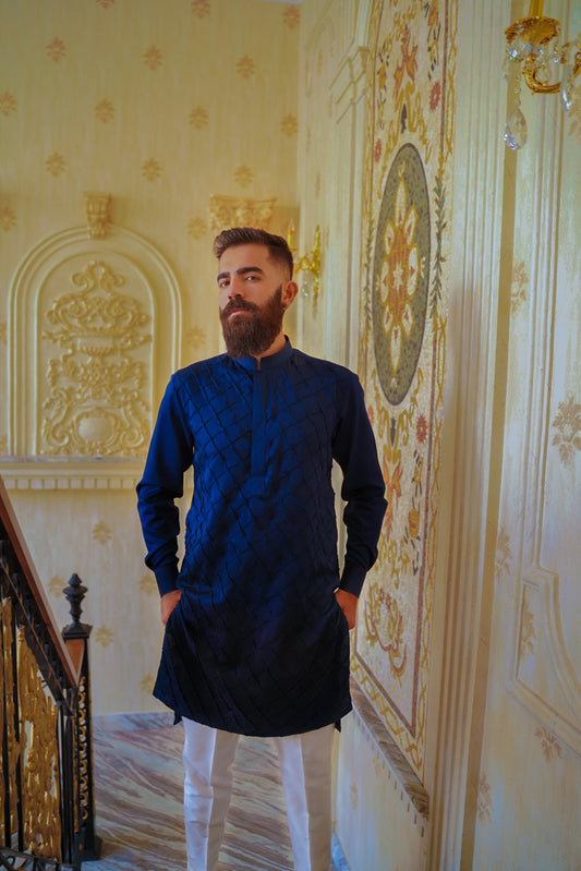 Navy Blue Kurta Trouser for Men, Monarchy Eid Special "Sapphire"