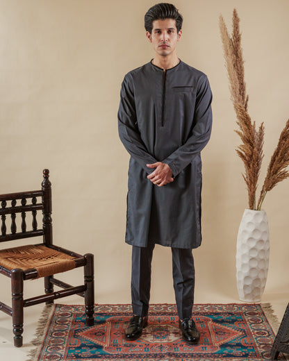 Straight Fit Gray Cotton Trouser