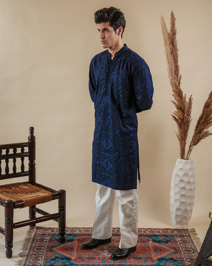 Stylish Blue Cotton Kurta 