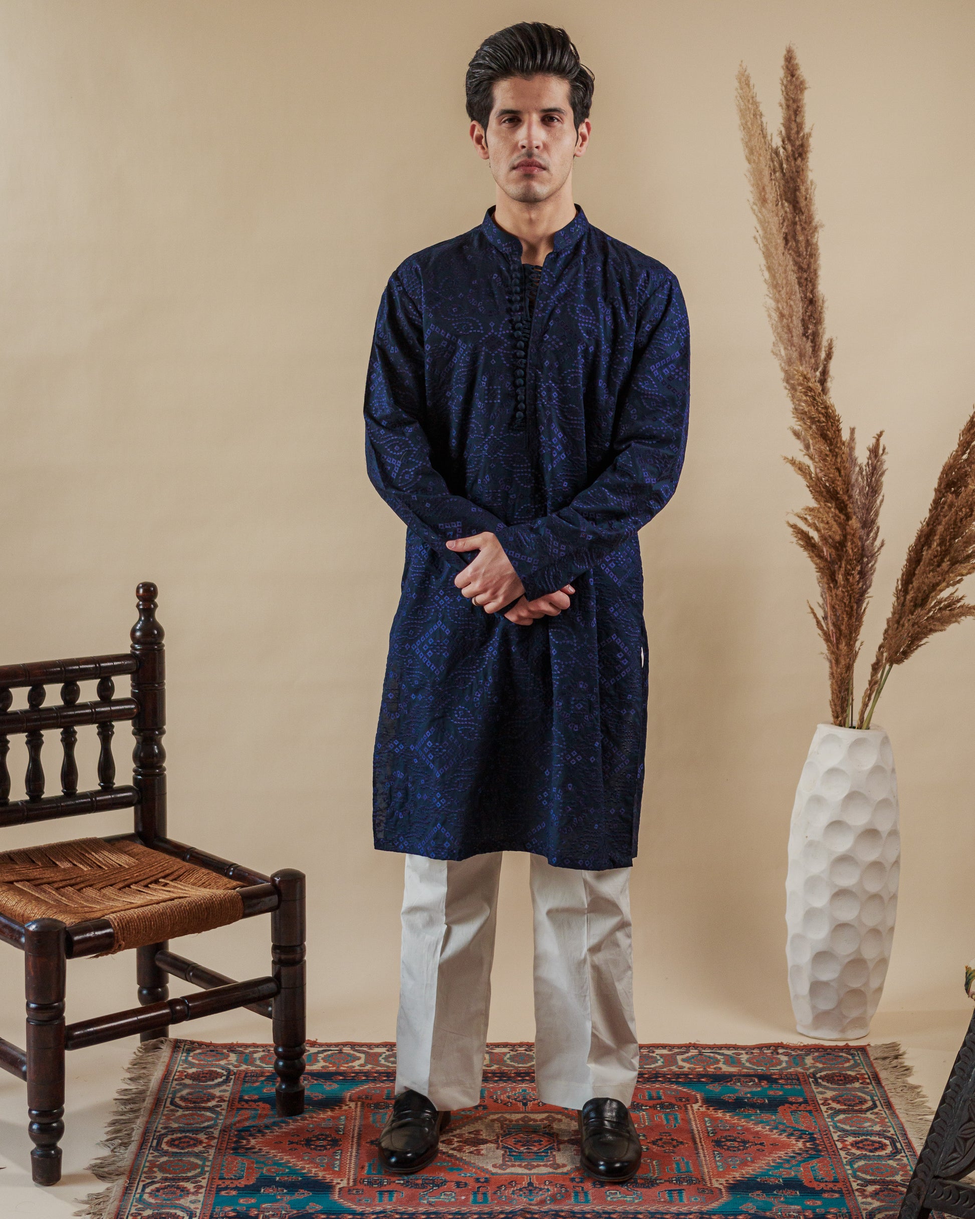 Machine Embroidered Cotton Kurta