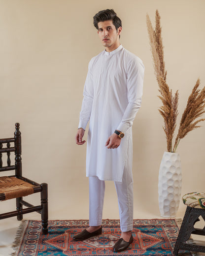 White Kurta Trouser Set for Men