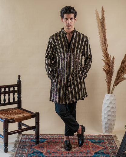 Black Kurta with Straight Daman