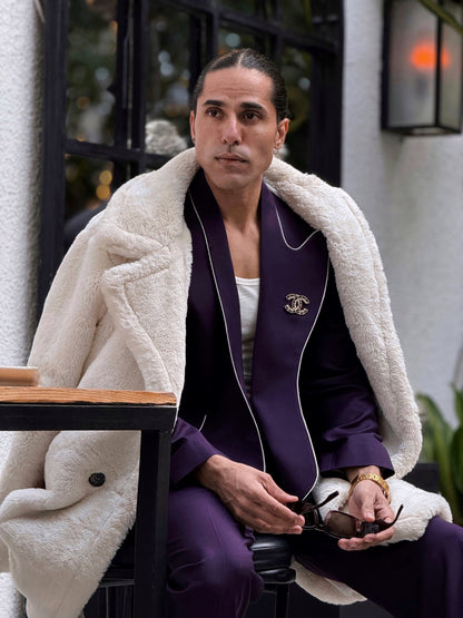 Midnight Royale - Plum Designer suit with Curved Shawl Lapel