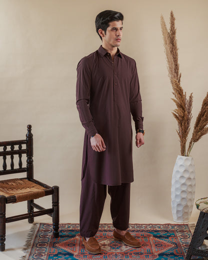 Men’s brown kameez shalwar set