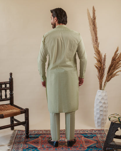 Back View of Light Green Kurta Set