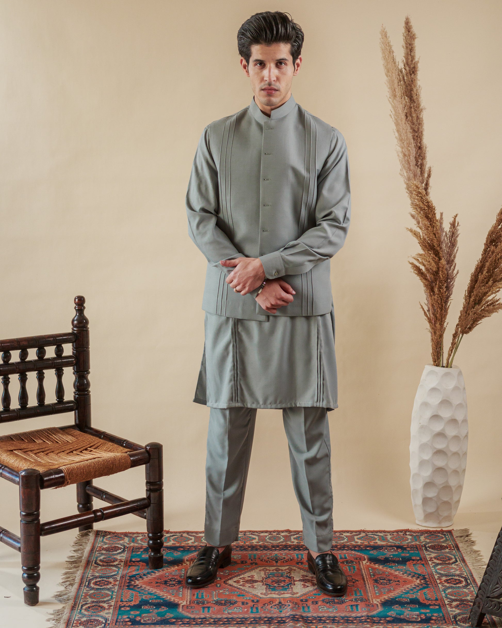 Formal Waistcoat Kurta Set for Men