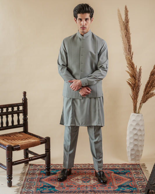 Formal Waistcoat Kurta Set for Men