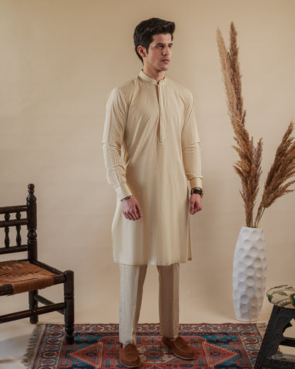 Husn Men’s Beige Kurta