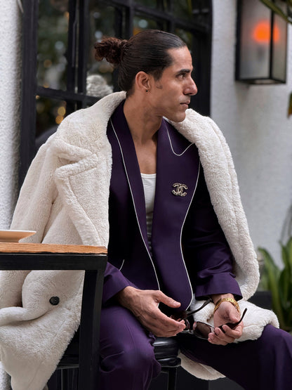 Midnight Royale - Plum Designer suit with Curved Shawl Lapel