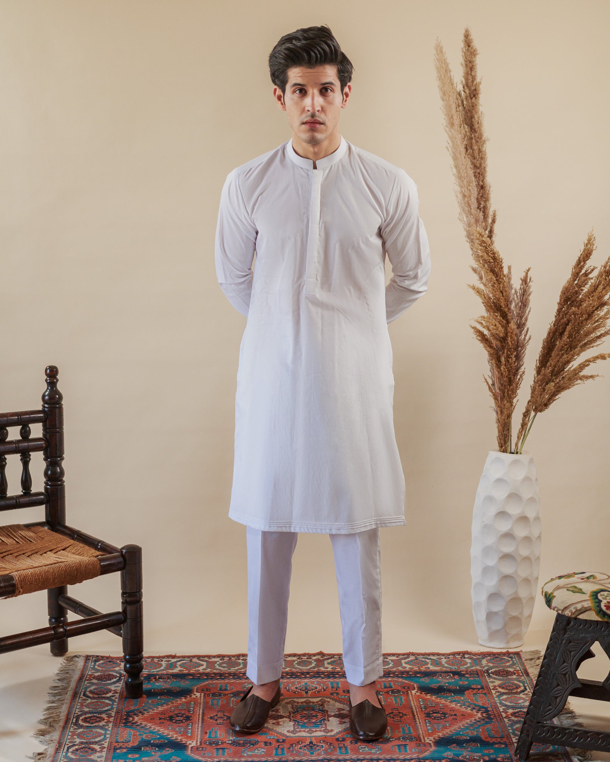 White men's kurta set