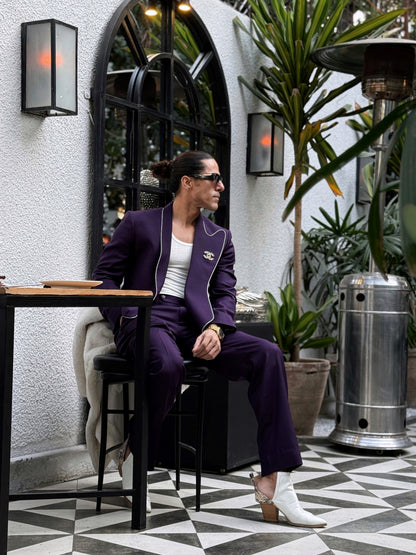 Midnight Royale - Plum Designer suit with Curved Shawl Lapel