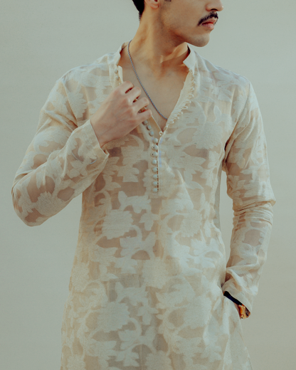 kurta with raw silk trouser