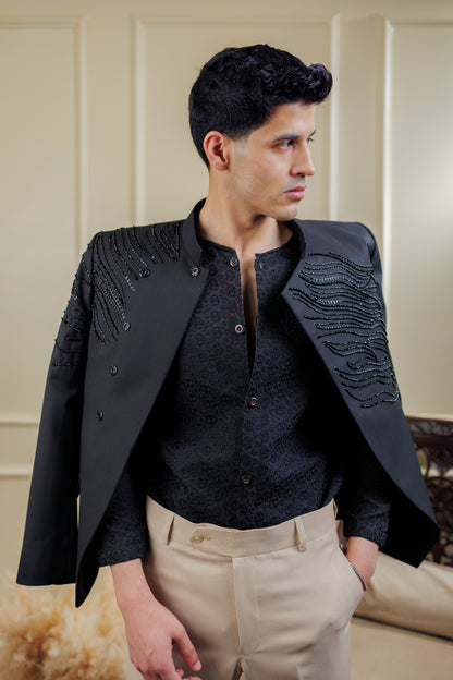 Black Wave with Beige