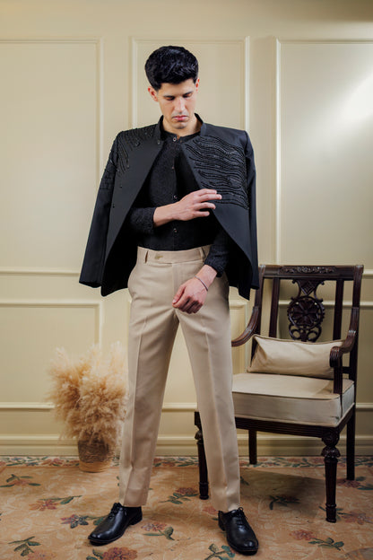 Black Wave with Beige