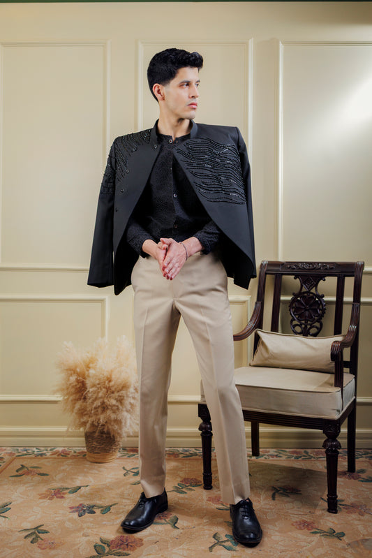 Black Wave with Beige