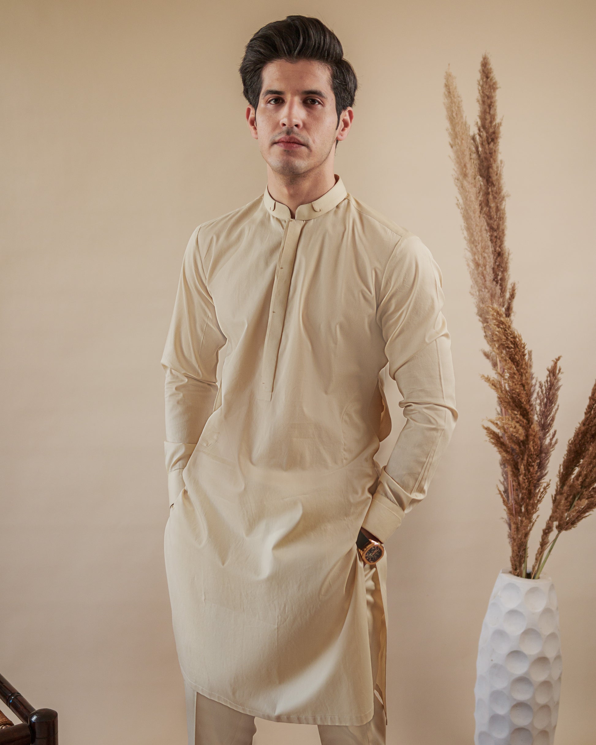 Traditional Beige Kurta Set