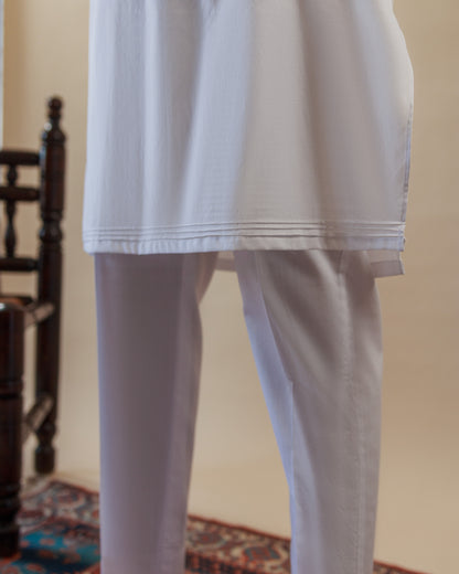 Men’s white straight-fit trouser