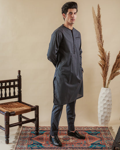 Gray Kurta Set Without Ban