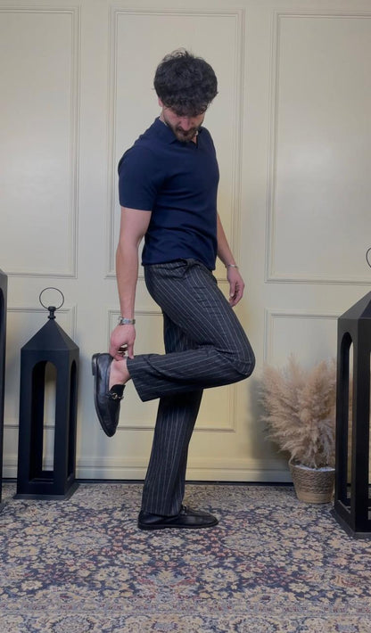 Grey Pinstripes Woolen Pant