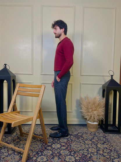 Grey Pinstripes Woolen Pant