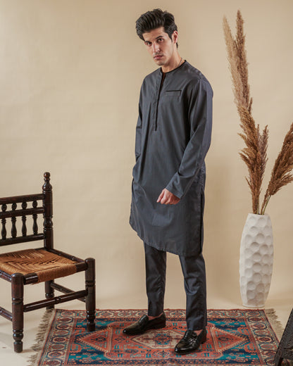 Gray Kurta Without Ban