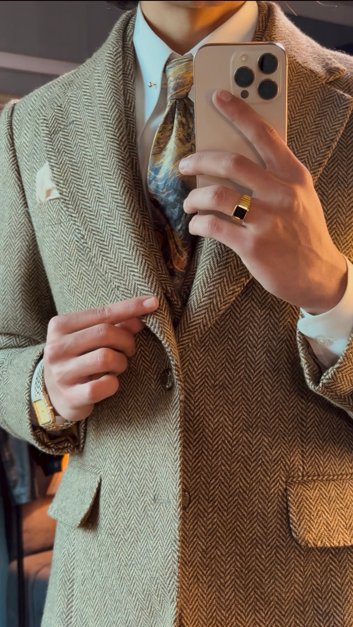 Old Money Brown - Cashmere Herringbone Three Piece Suit