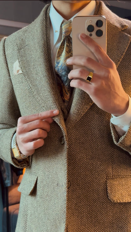 Old Money Brown - Cashmere Herringbone Three-Piece Suit