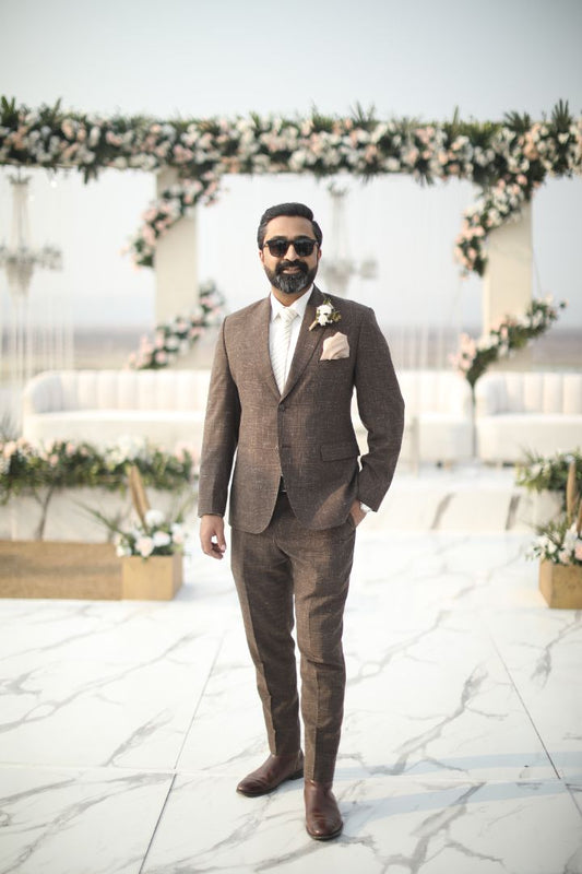 Checked Brown Two-Piece Suit