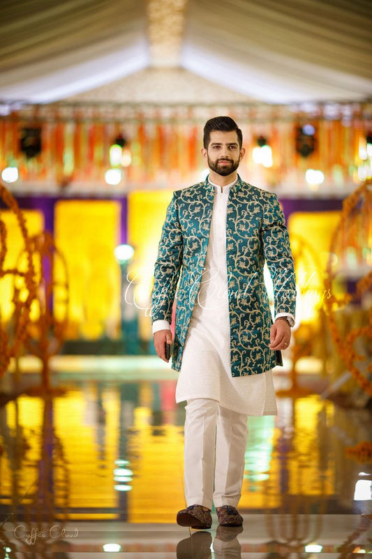Emerald Embroidered Prince Coat