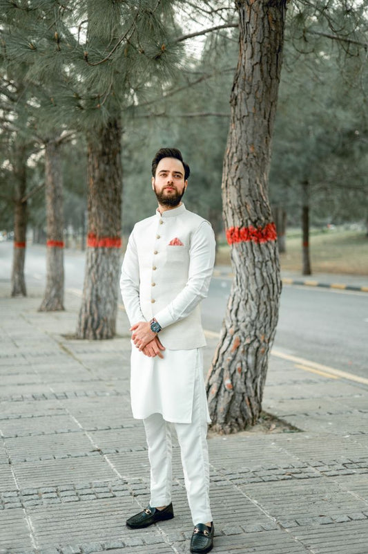 Pure White Waist Coat