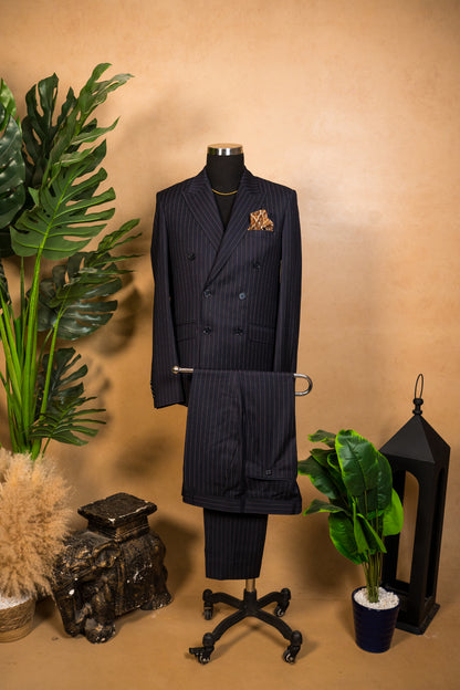 Black pinstripe suit