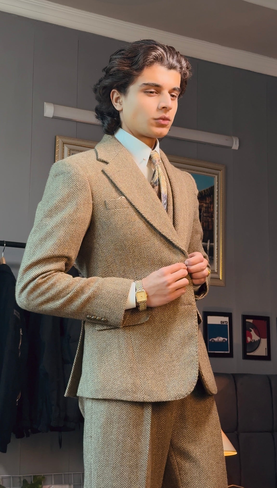 Old Money Brown - Cashmere Herringbone Three Piece Suit