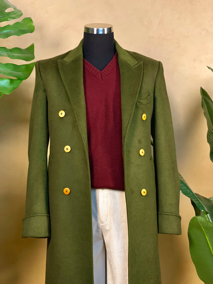 Royal Glamour - Olive Green Long Coat