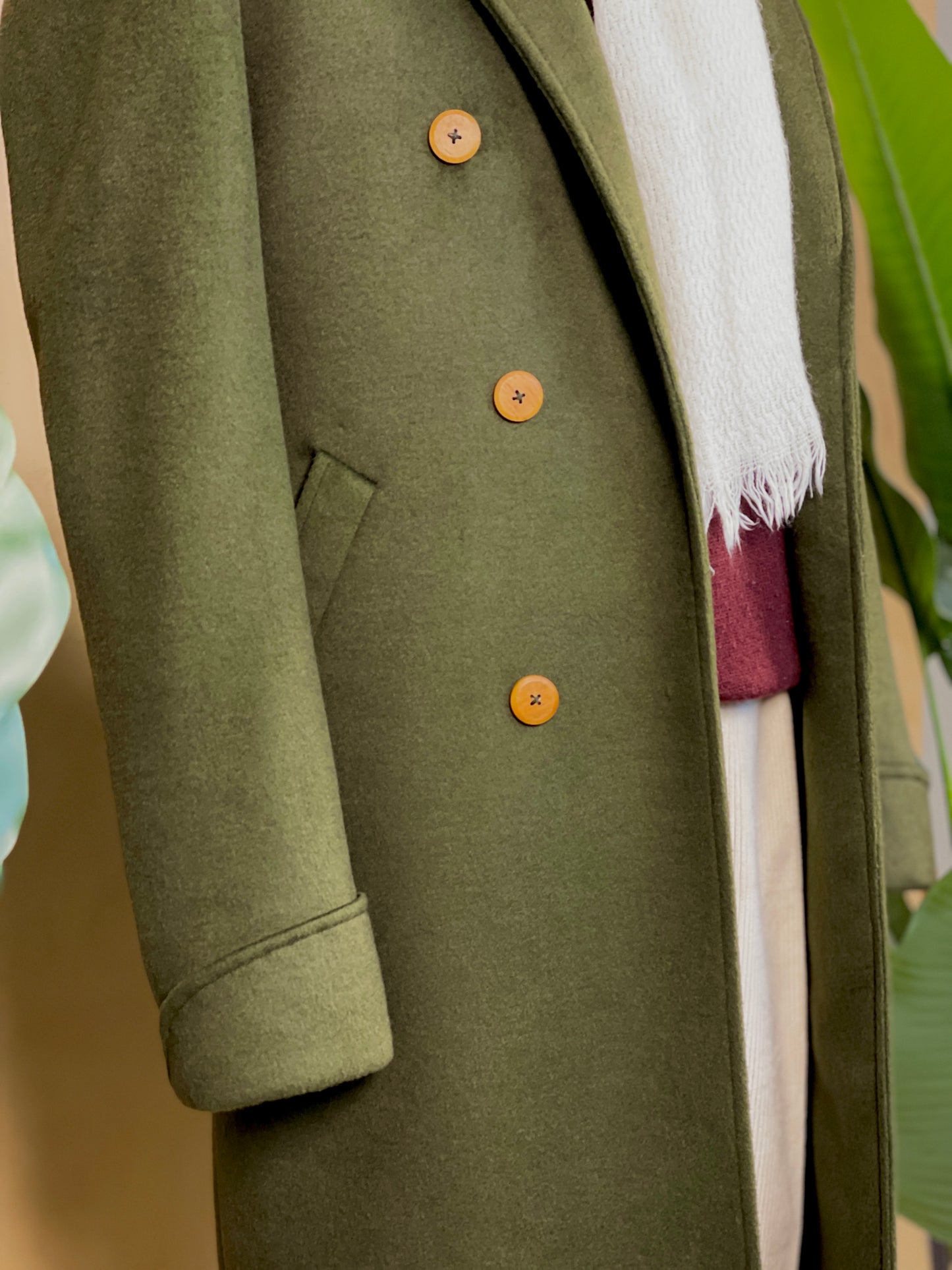 Royal Glamour - Olive Green Long Coat