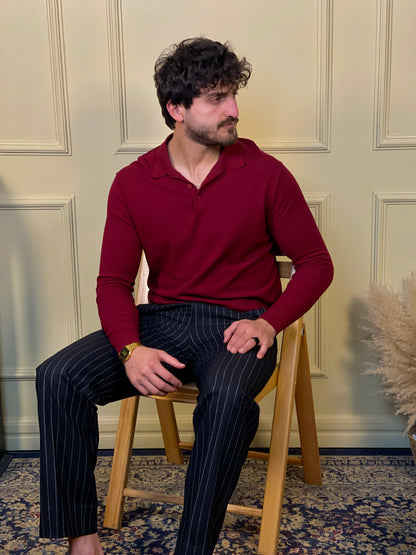 Black Pinstripes Woolen Pant