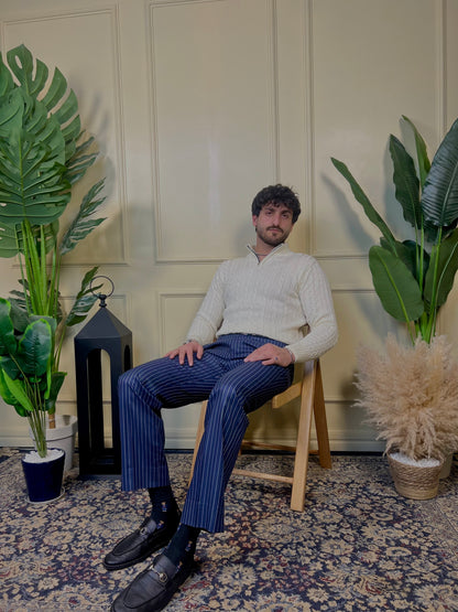 Navy Blue Pinstripes Pant