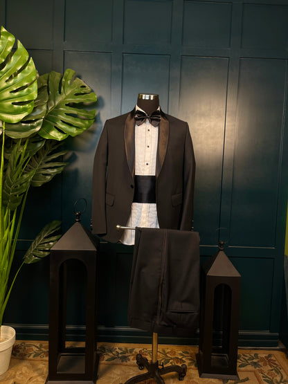 Roma Cartel - Classic Black Nobility Tuxedo with Silk Shawl Lapel