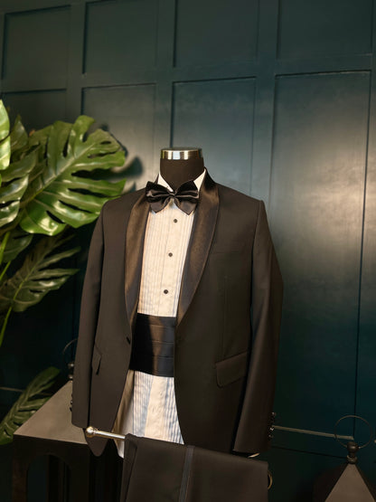 Roma Cartel - Classic Black Nobility Tuxedo with Silk Shawl Lapel