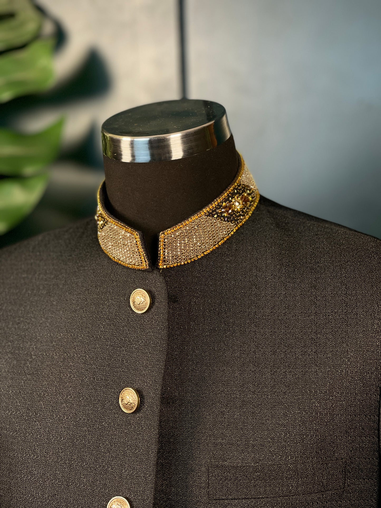 Textured Obsidian - Black Sherwani