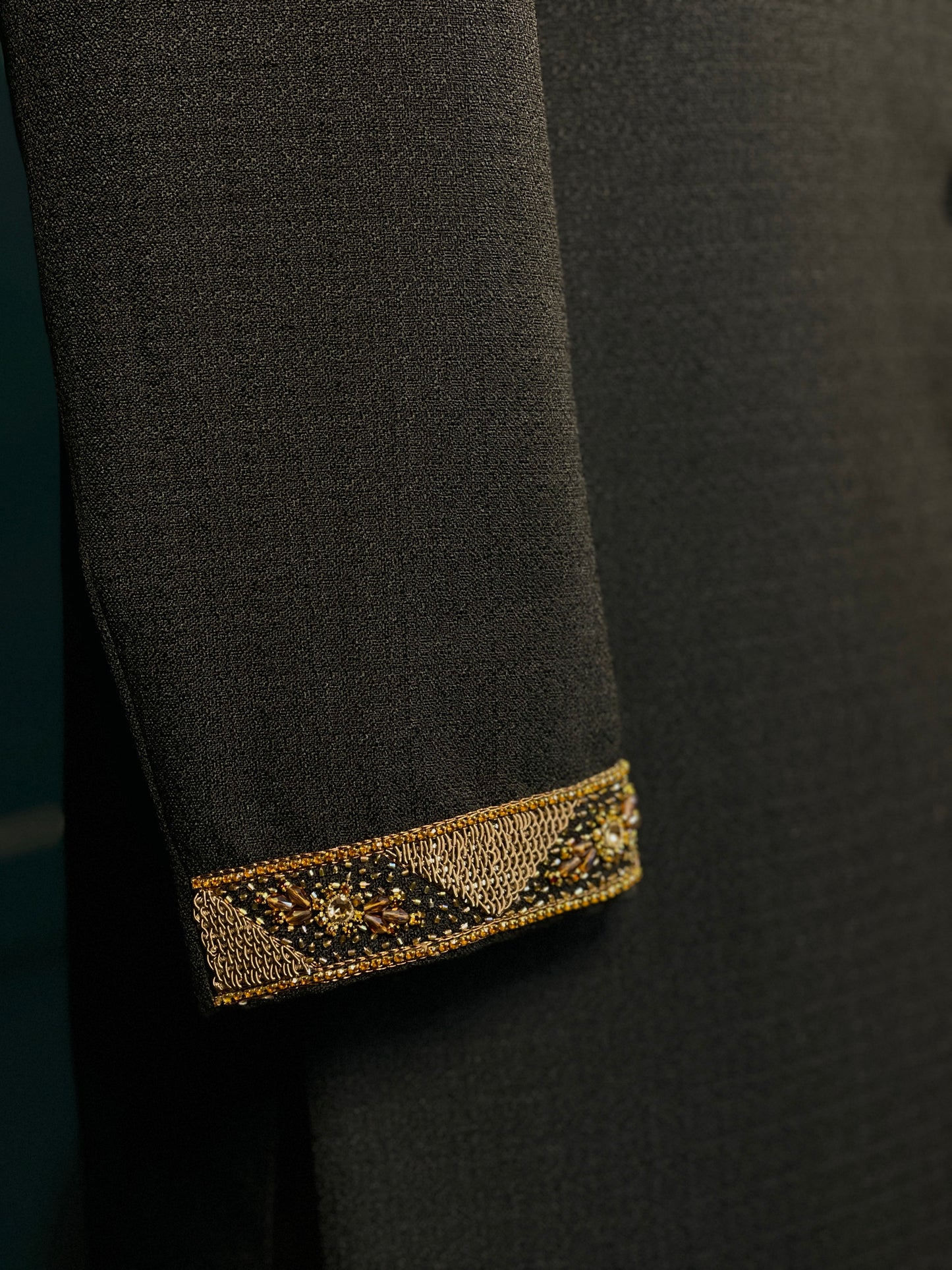 Textured Obsidian - Black Sherwani